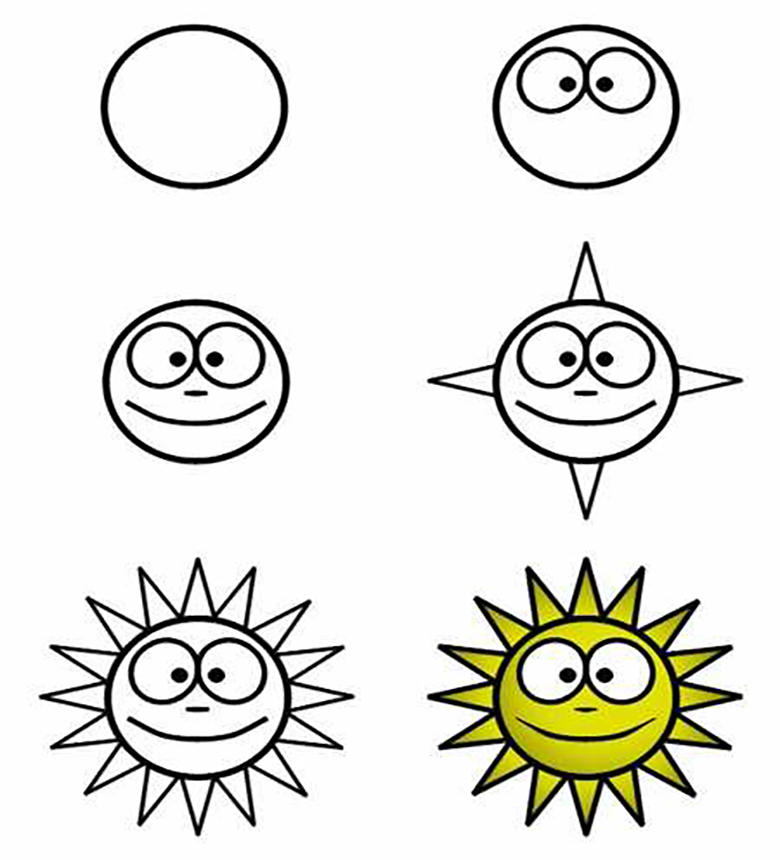 Солнце легкий рисунок. Солнце рисунок. Солнце рисунок карандашом. Рисуноксинца карандашом. Как нарисовать солнце поэтапно.